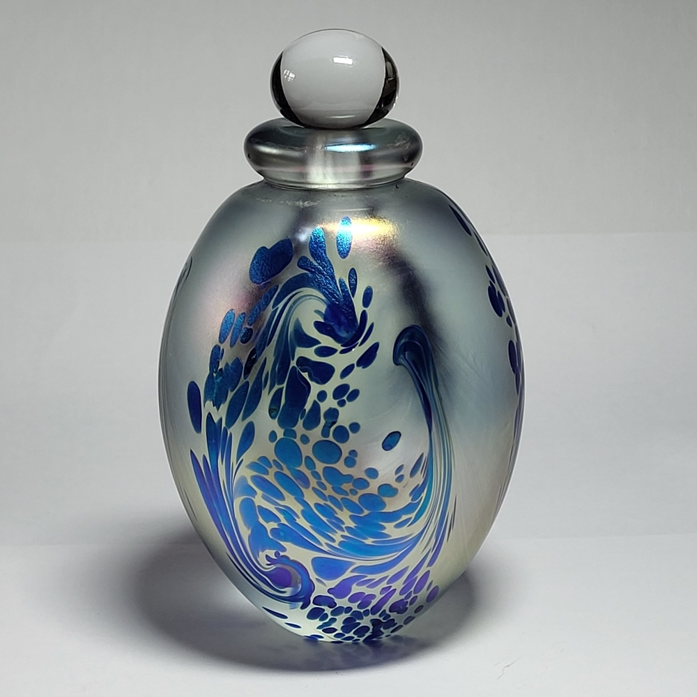 Robert Eickholt, Vintage 1994 Signed & Dated Iridescent Glass Perfume Bottle